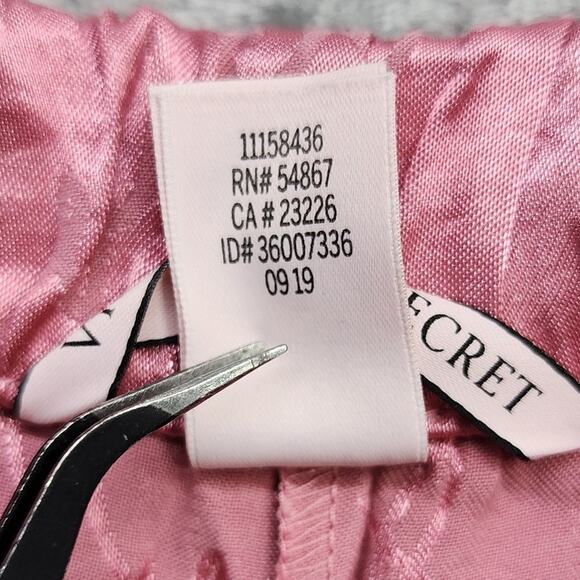 Victoria's Secret Pajama Pants Womens XL Pink Black Side Striped Satin Lounge - Picture 7 of 12